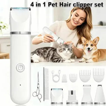 4 in 1 Electric Pet Grooming Kit - Hair Trimmer, Clippers, Nail Grinder for Cats & Dogs